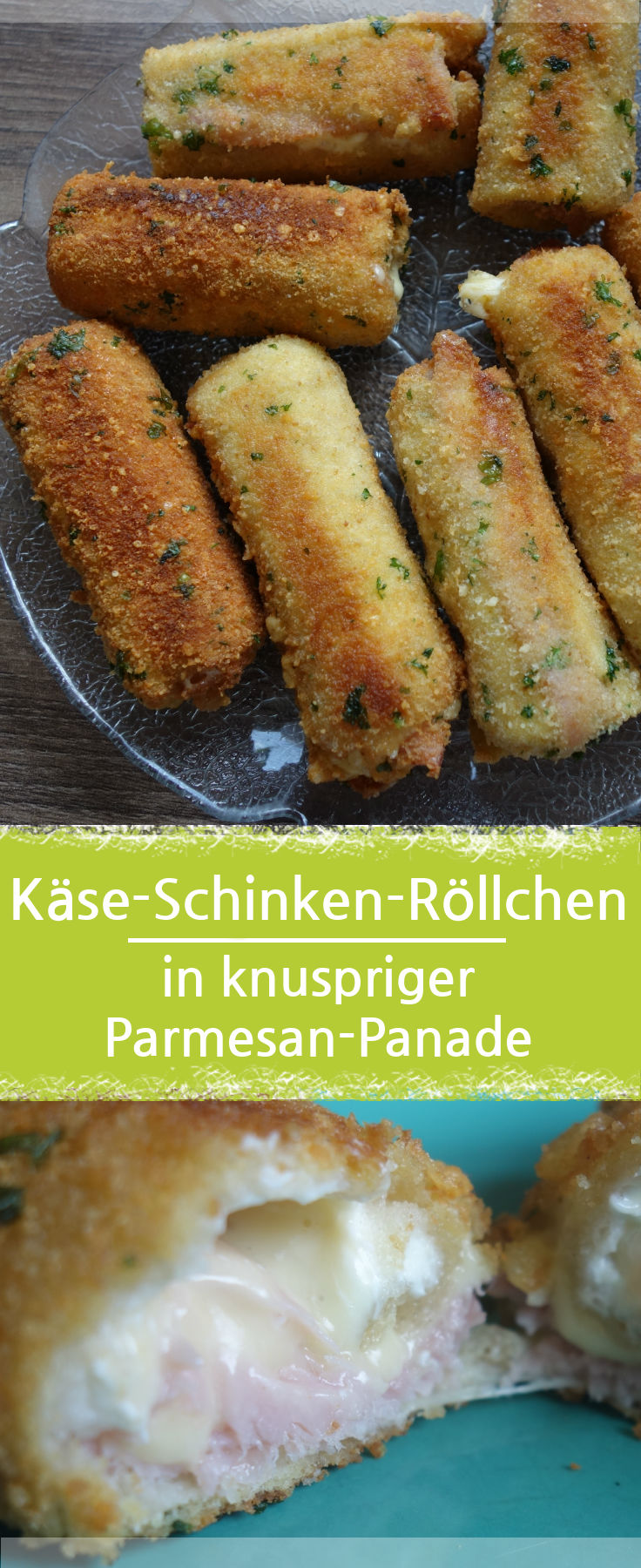 Käse-Schinken-Röllchen in knuspriger Parmesan-Panade - Meine Stube