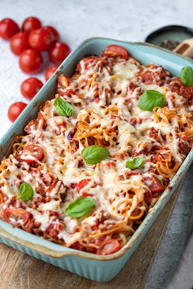 Spaghetti-Auflauf mit Hackfleisch, meinestube