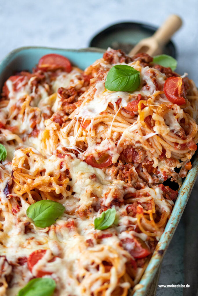 Spaghetti-Auflauf mit Bolognese, meinestube